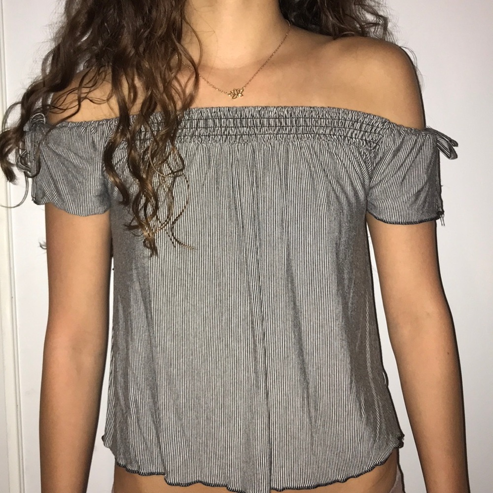 American eagle off the shoulder stripped top